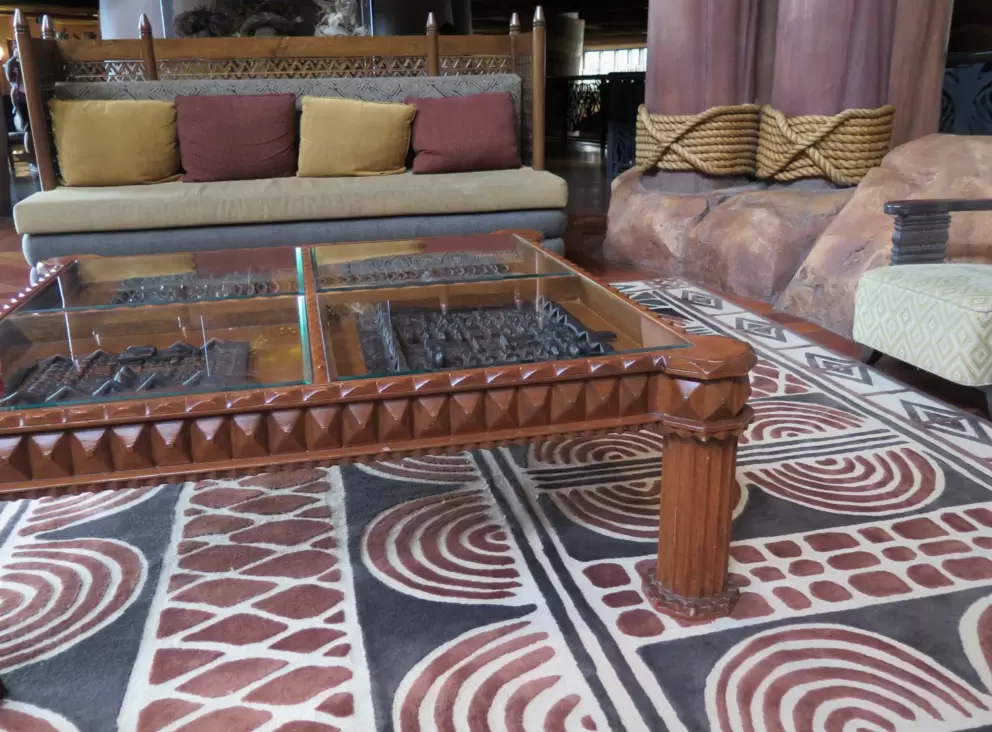 Wonderful furniture and rug in the lobby.