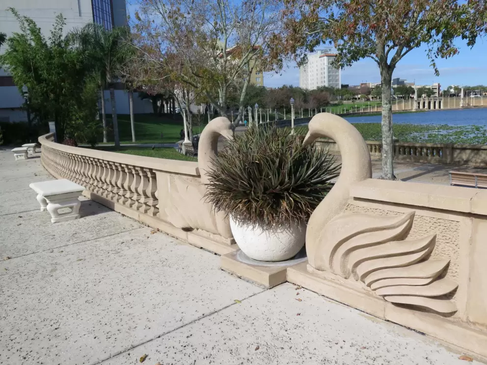 Swan fence in Hollis Garden.