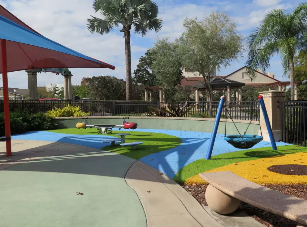 Disc swing and motorcycle see-saw.