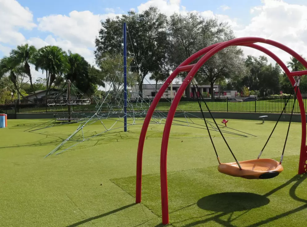 Disc swing, pyramid space net, and spinning merry go round space net.