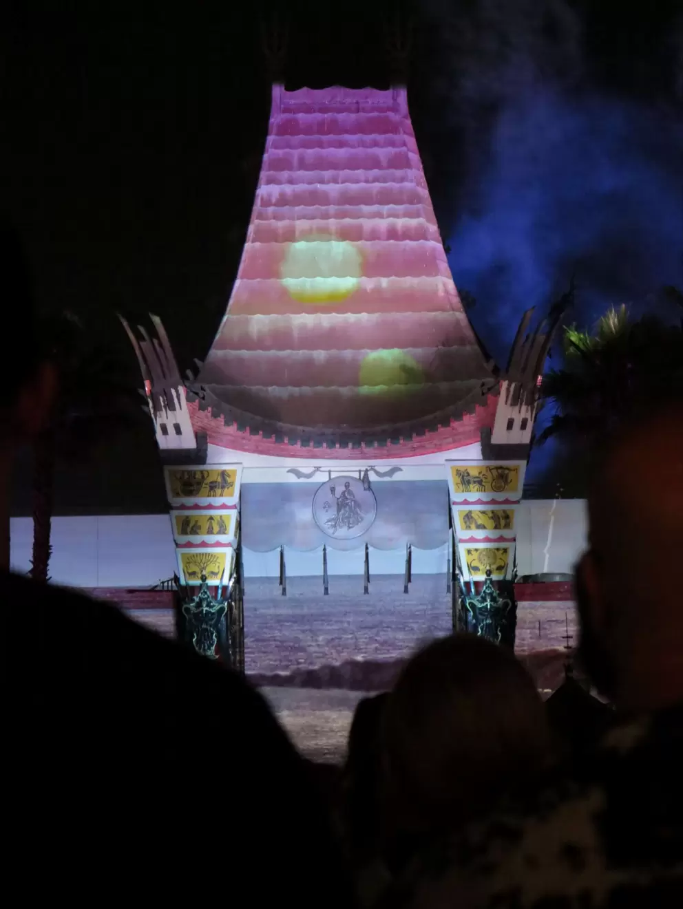 Projections on the Chinese Theater, during the Star Wars fireworks.