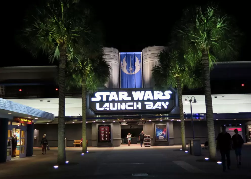 Star Wars Launch Bay at night.