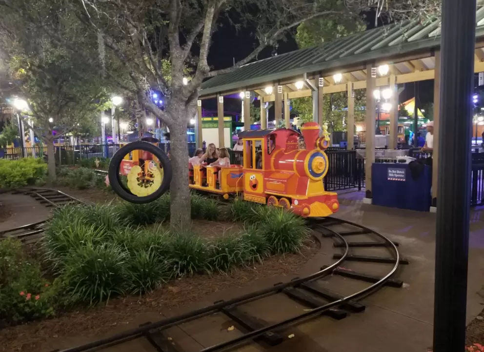 Mini-train in Sesame Street land.