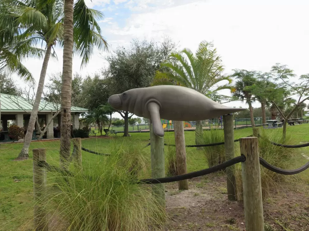 Manatee sculpture.