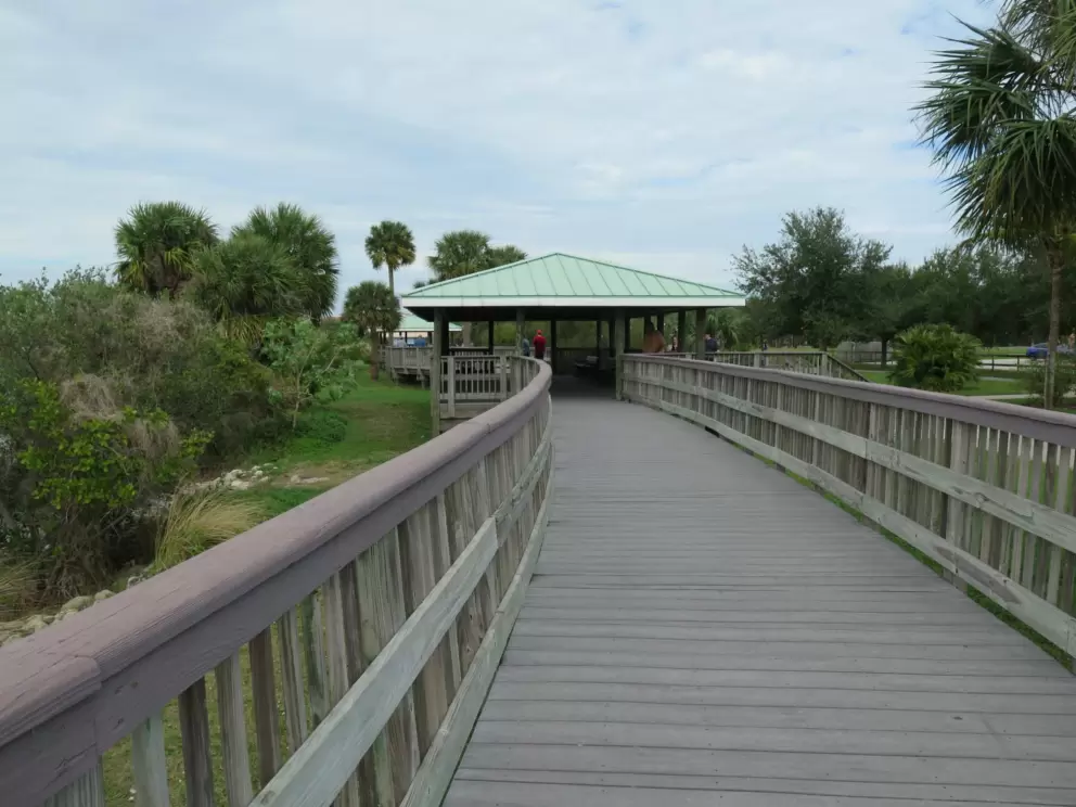 Walkway leading to a gazebo.