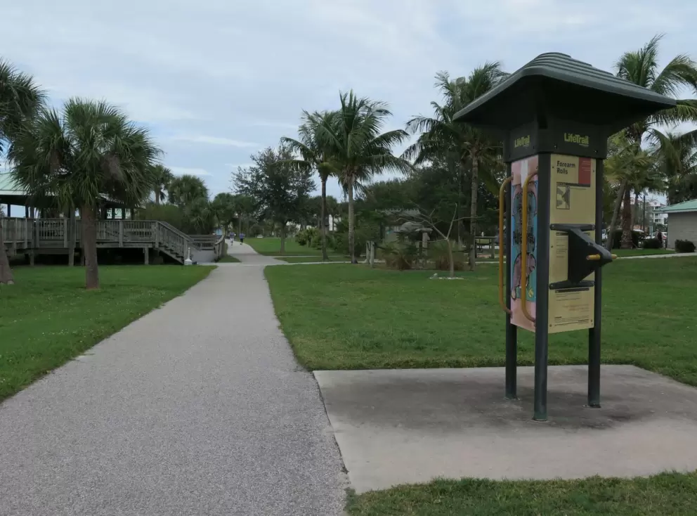 The walkway and workout station.