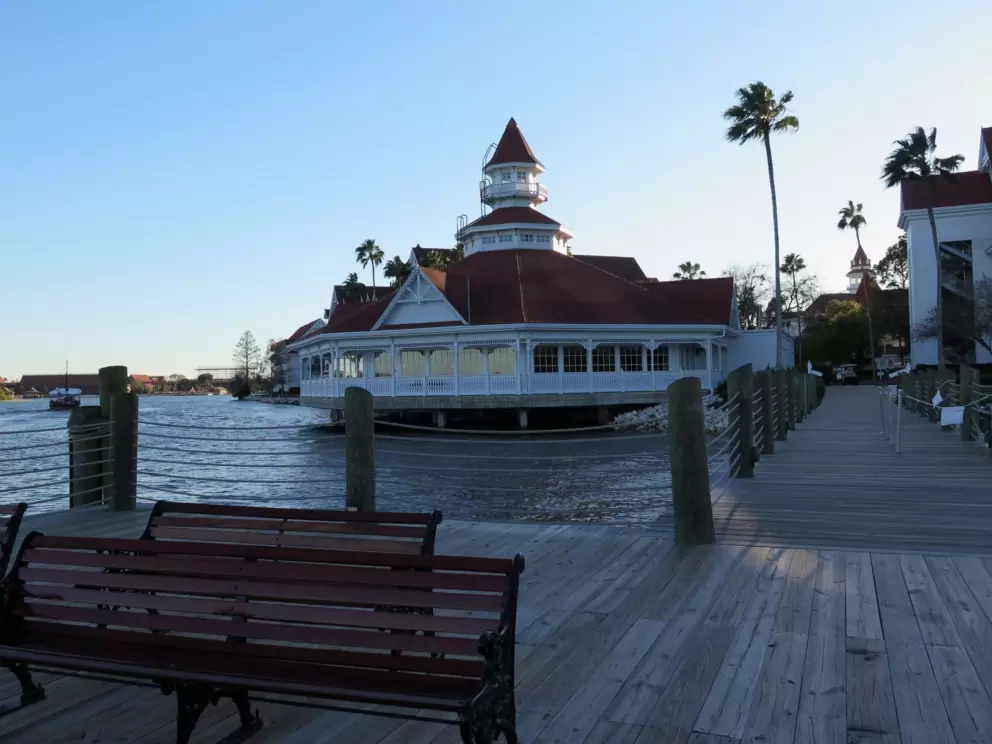 The dock where you can catch a ferry- a beautiful area at the Grand Floridian!