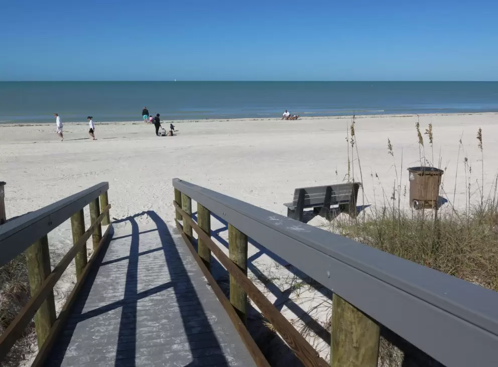 Looking past the sea oats, on the boardwalk.