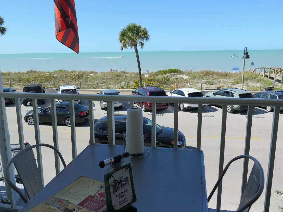 Table with a view at The Brass Monkey.