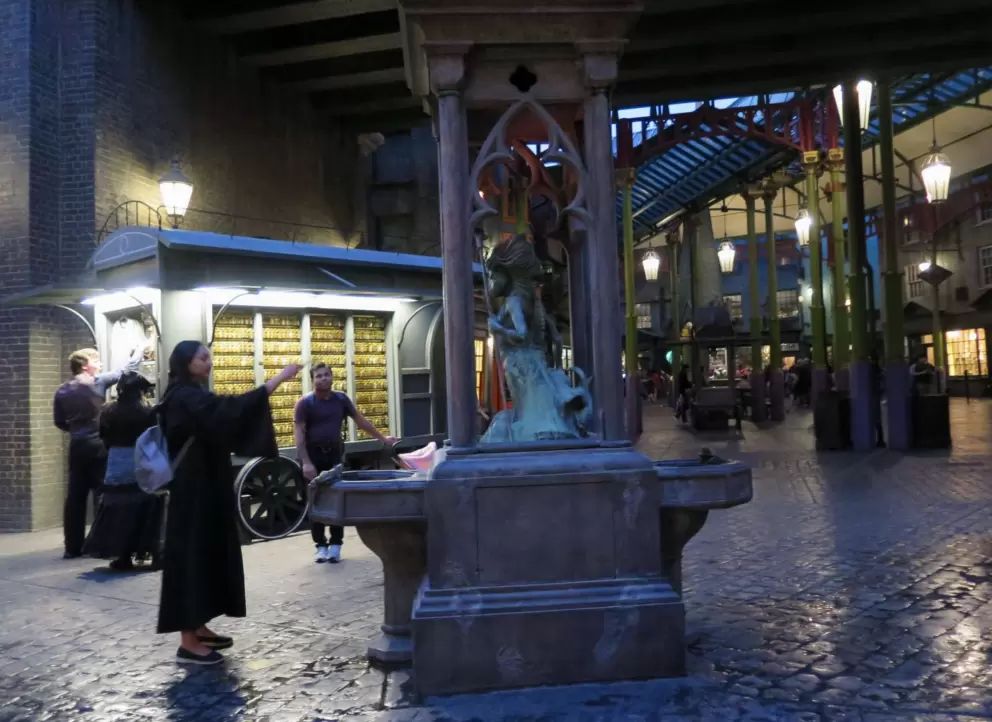 A sorceress practices her skills with her wand.