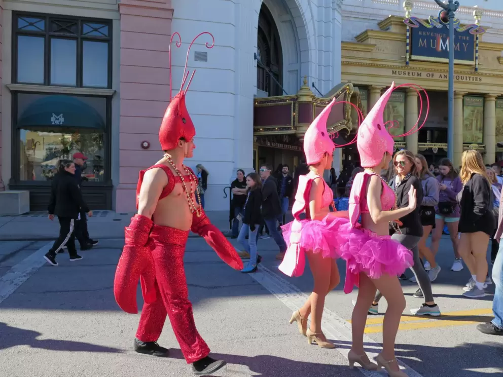 Shrimp and lobster characters, during Mardi Gras.