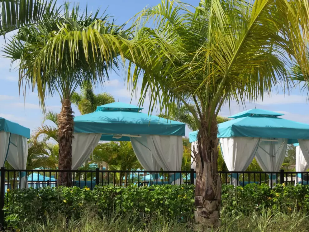 Cabanas by the pool.