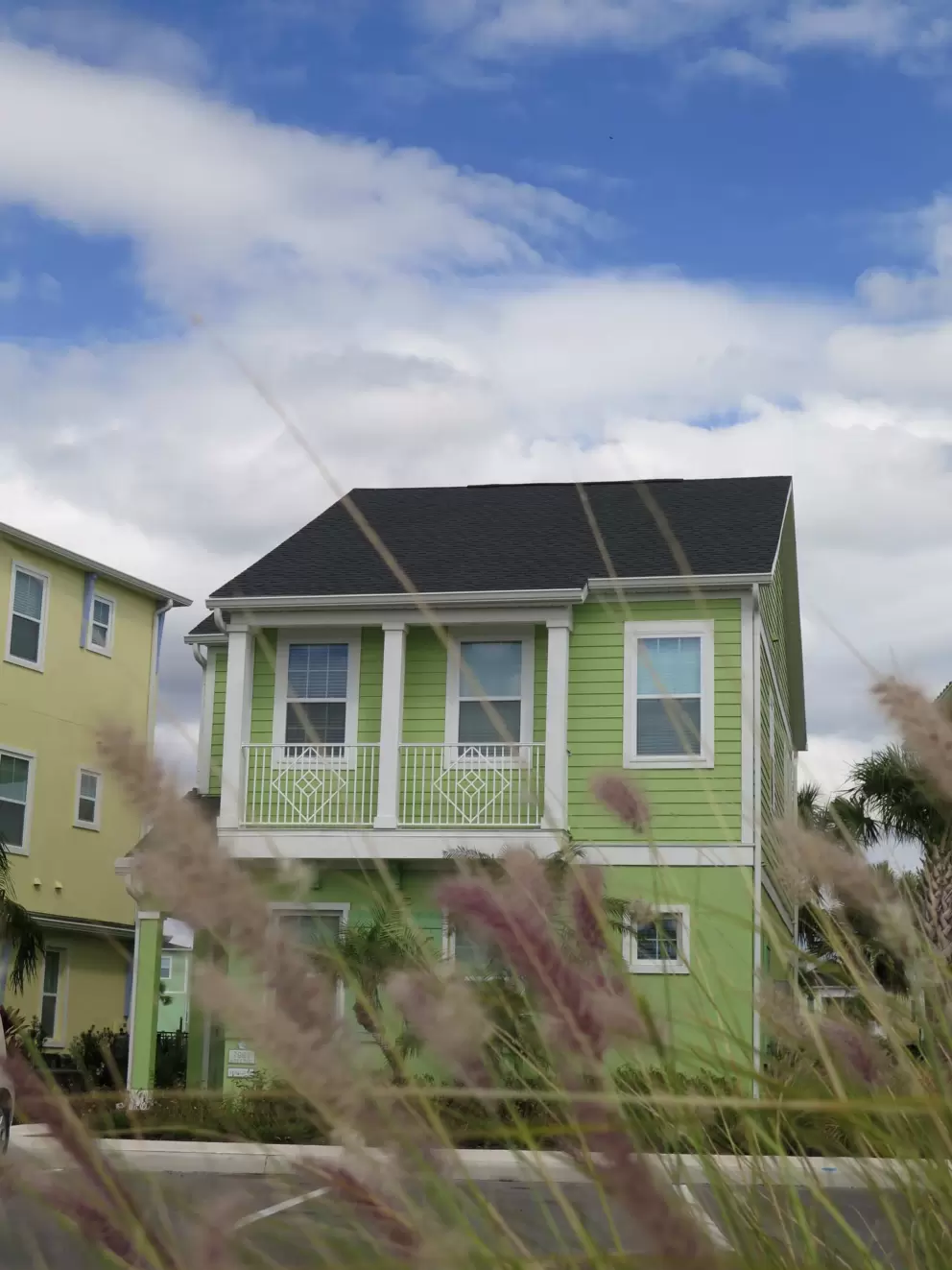 Caribbean house behind grasses. Am I on a Caribbean island?