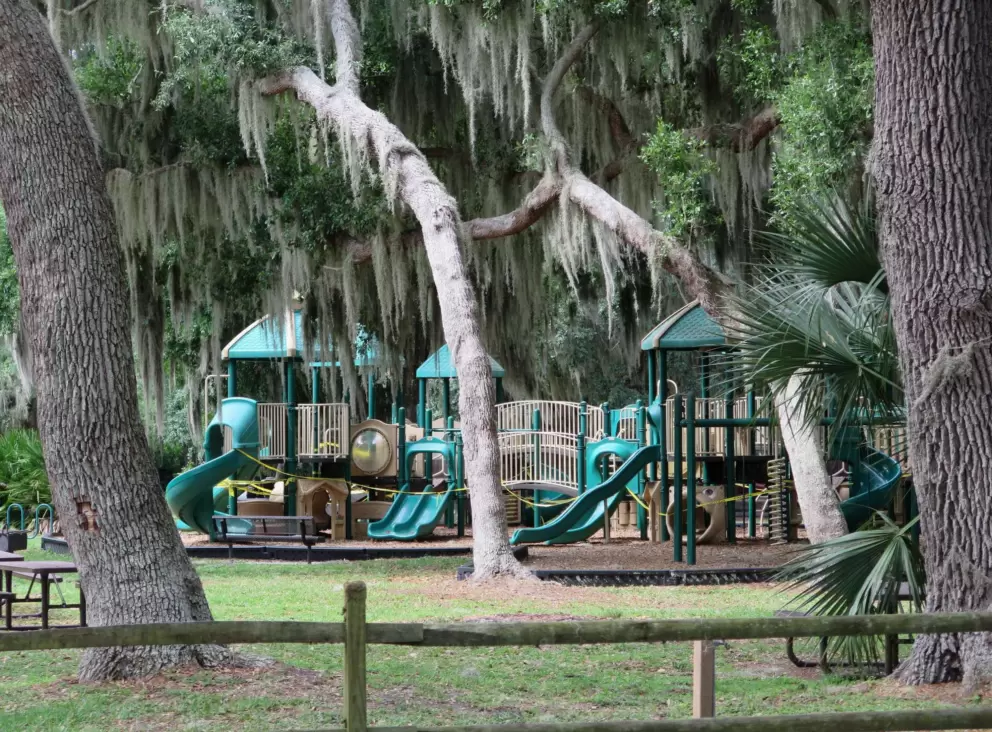 Playground with many slides.
