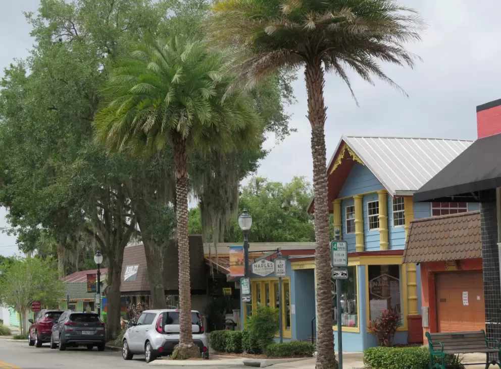 Colorful buildings on Donnelly Street.