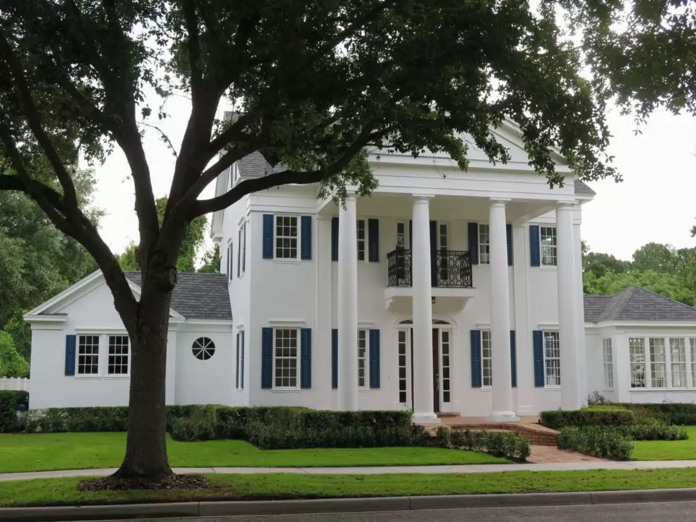 Beautiful mansion on Westpark Dr, with dining area that is all windows.