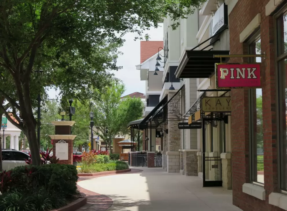 Fancy stores, in a row.