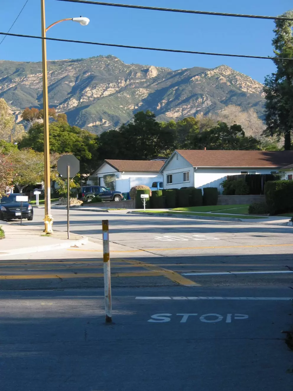 View of Santa Barbara's gorgeous mountains, from the bike path near Modoc Rd. 