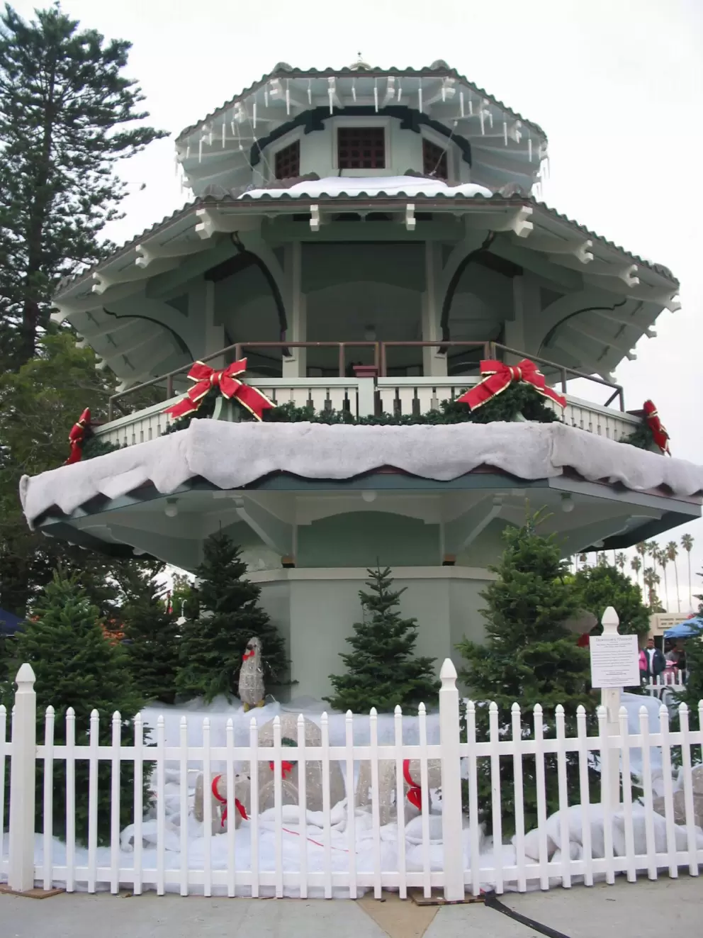 The pagoda at Plaza Park- like a wedding cake.