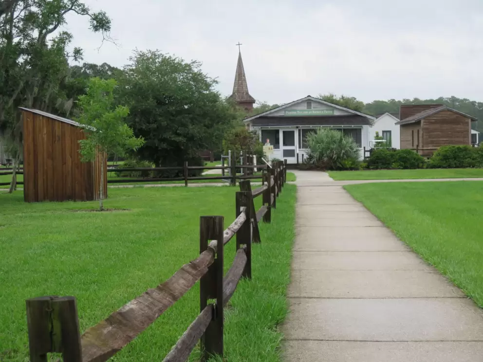 Church in the distance.