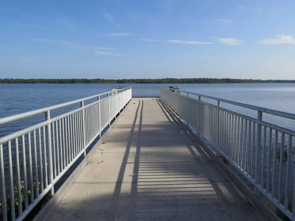 The cement pier looks pleasing.