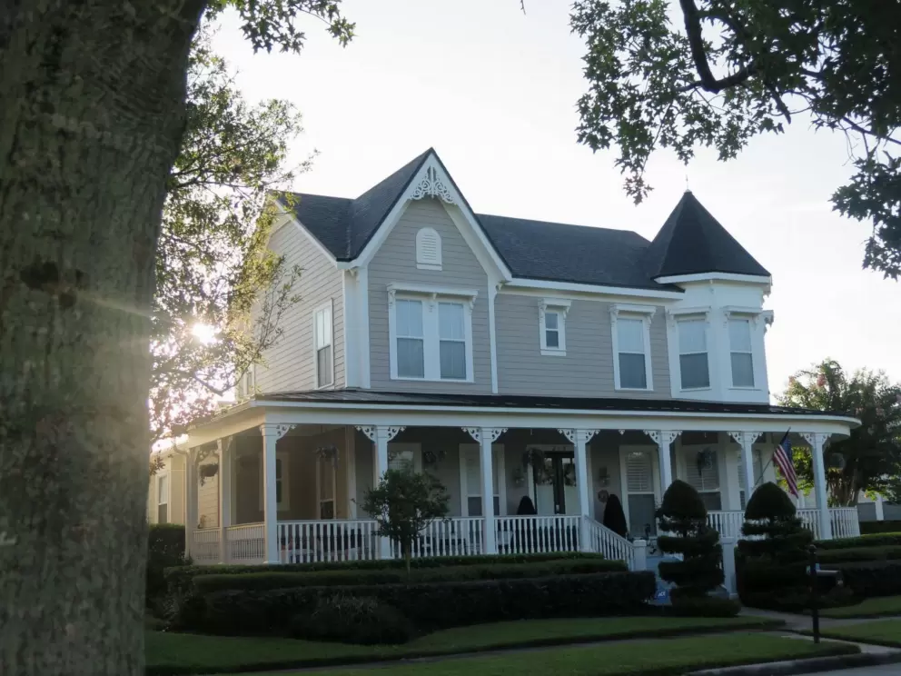 Victorian house on the corner.