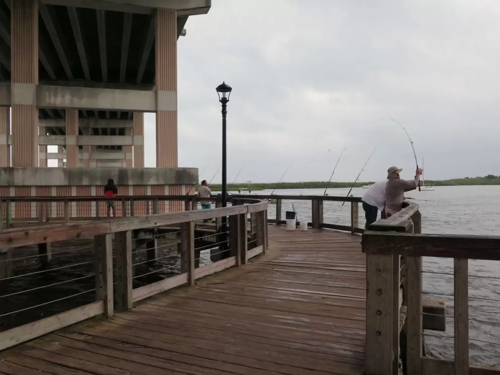 Fishermen enjoying the good location.