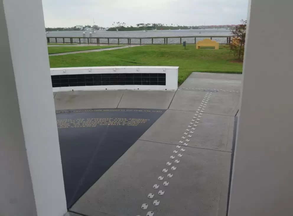 At night this must look great...lights leading to the Odyssey Memorial.