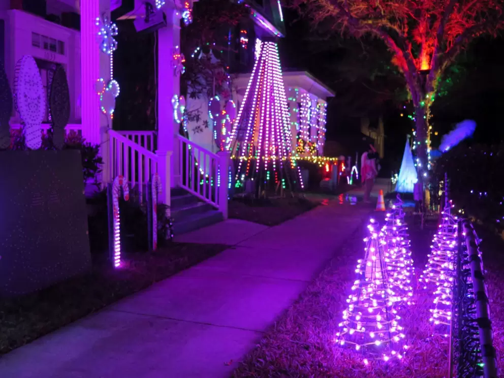 Purple lights on Jeater Bend Drive.