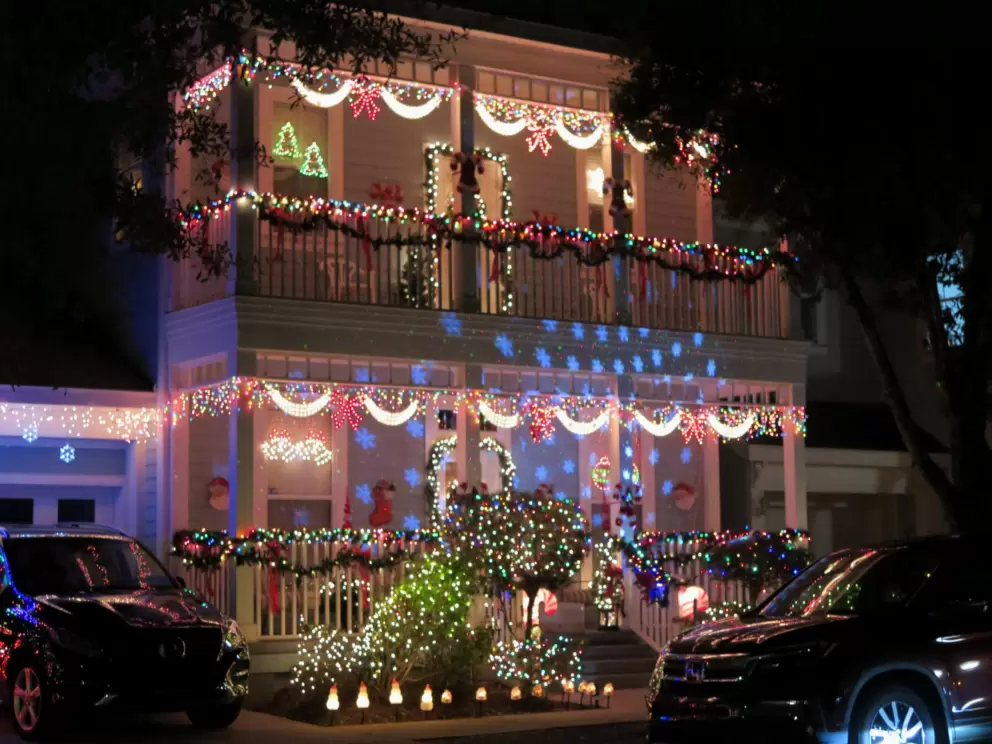 Two-storey house lit up for Christmas!