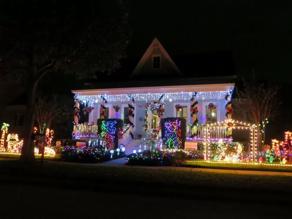 Sweet Victorian house on Campus Street at Christmastime.