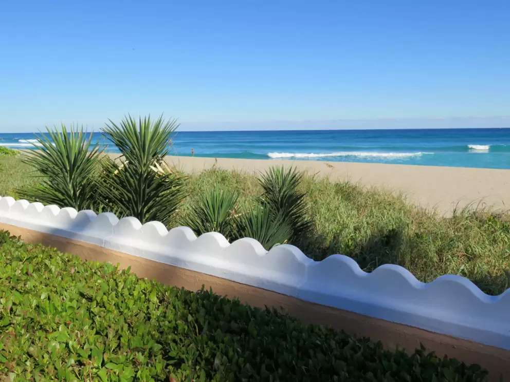 The white trim on the wave wall.