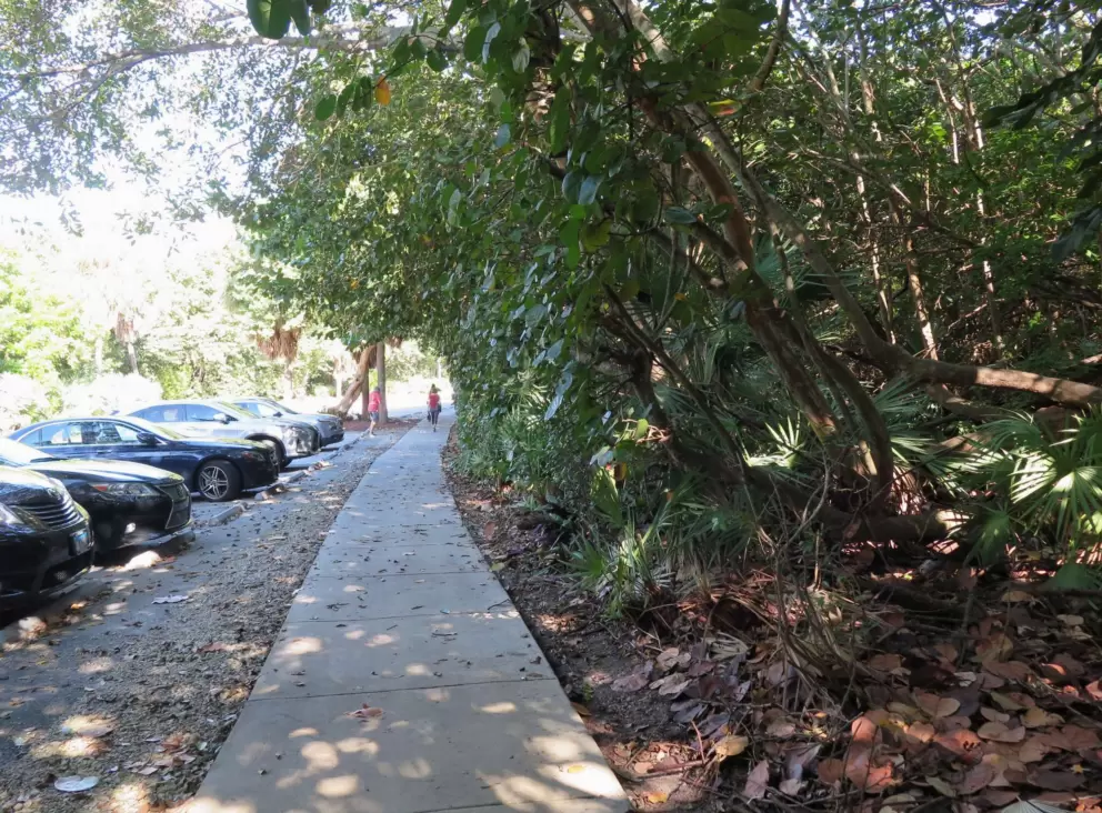 Sometimes the path is just along the parking lot.