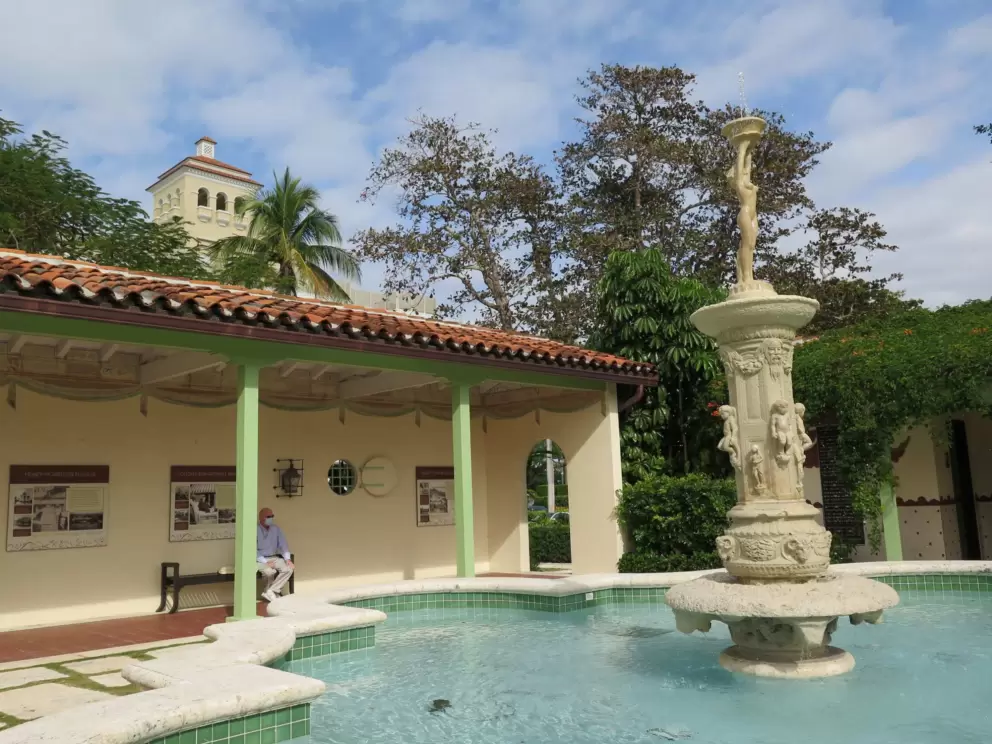 Spanish tile pavilion with Biltmore condo towers behind.