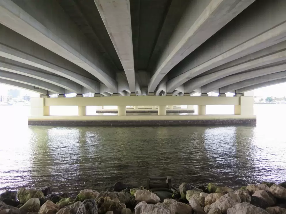 Under the Flagler Memorial Bridge. Something about it reminds me of the Opera House in Sydney.