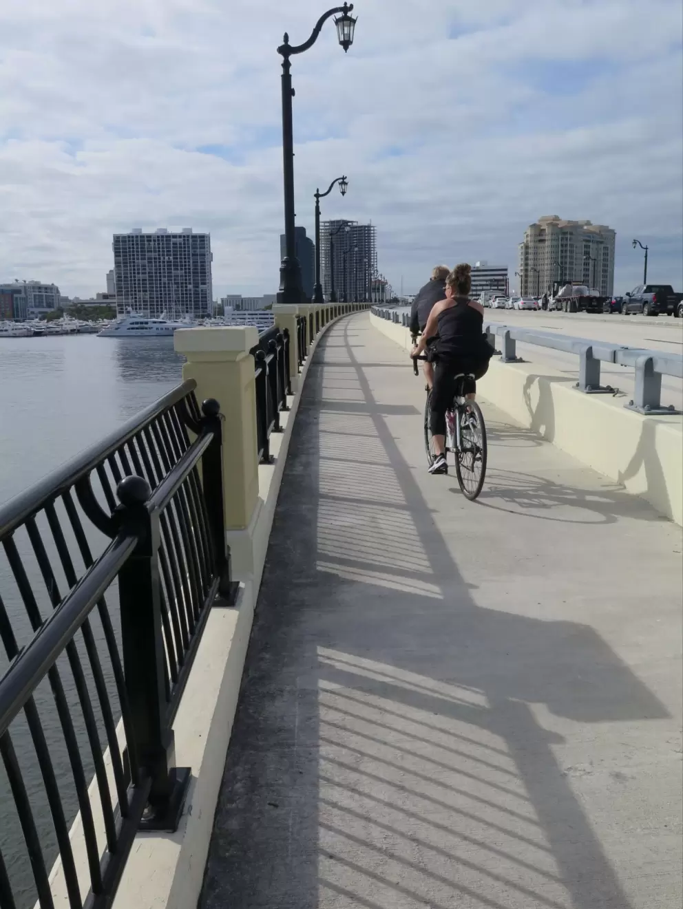 Bike rider on Flagler Memorial Bridge.