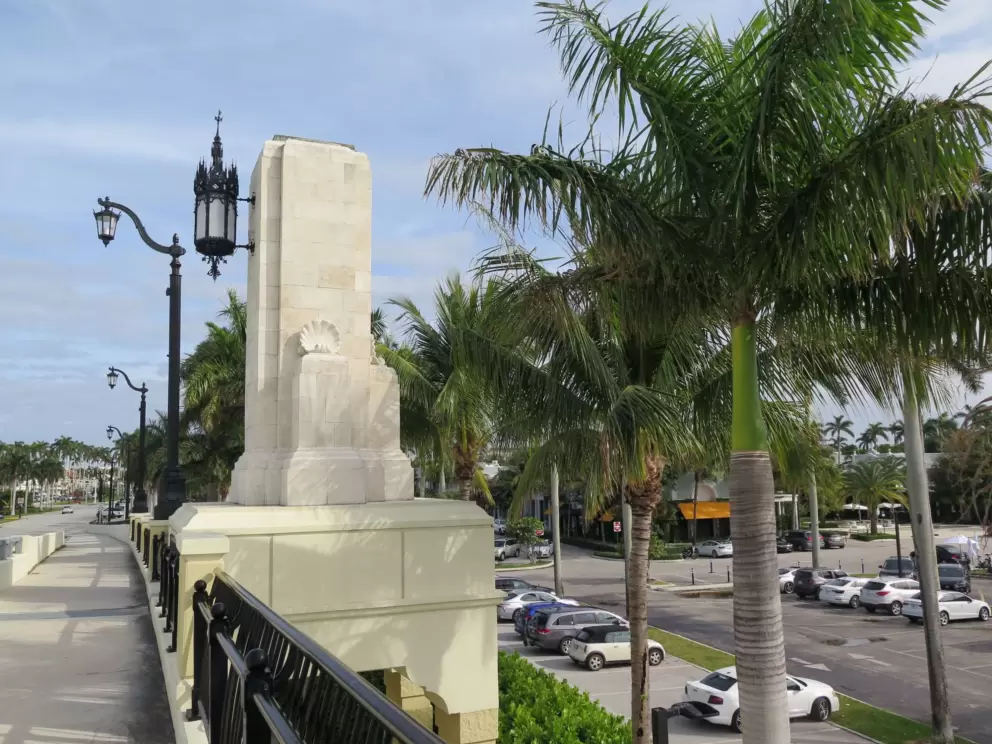 Gothic decorations on Flagler Memorial Bridge.