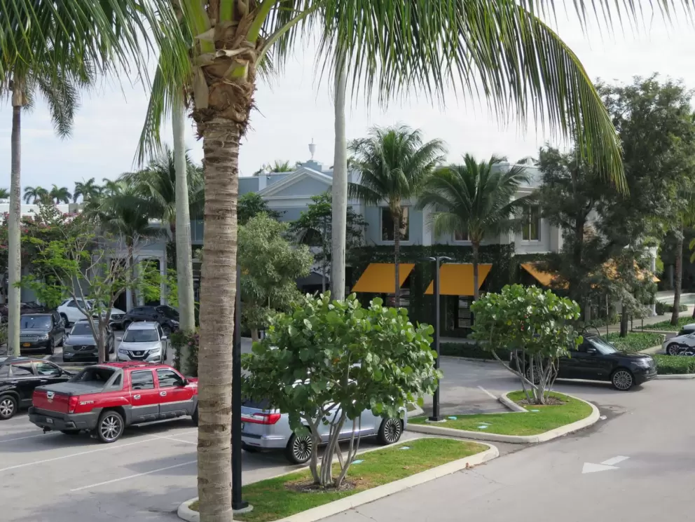 Royal Poinciana Plaza and its cadmium yellow awnings.