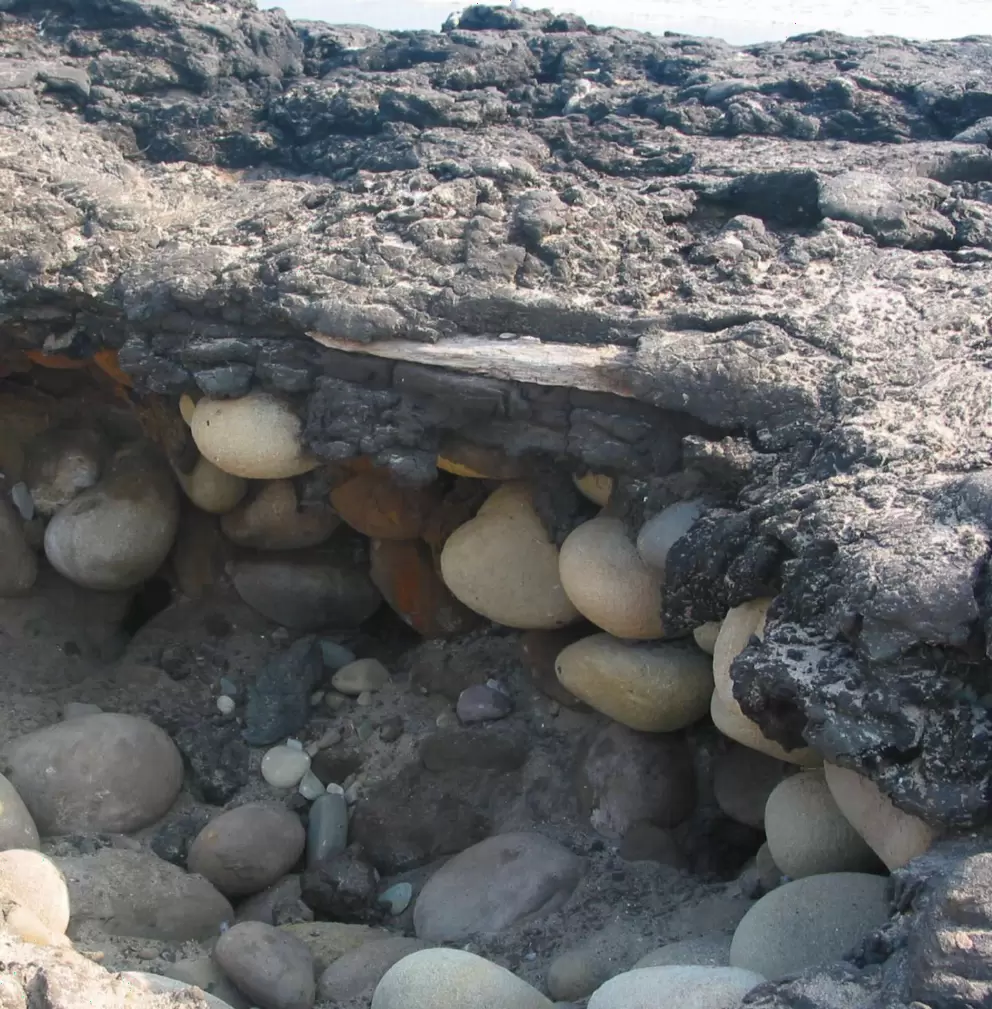 Tar oozed up and covered large rocks.