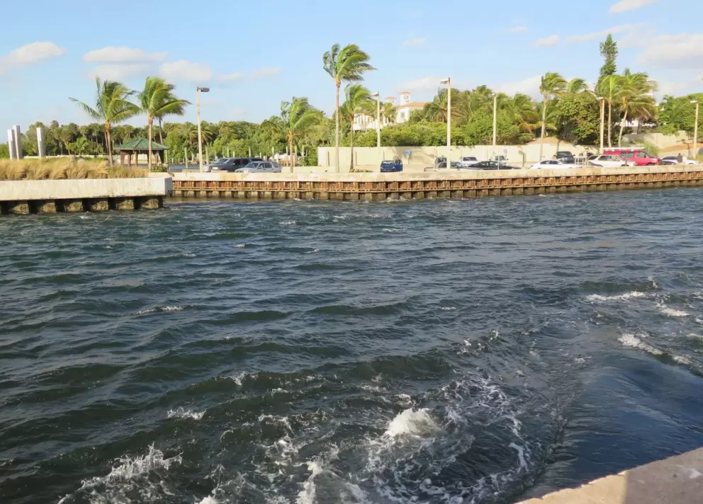 Boynton Inlet Pier park, as seen from Ocean Inlet Park on the other side of the inlet. 