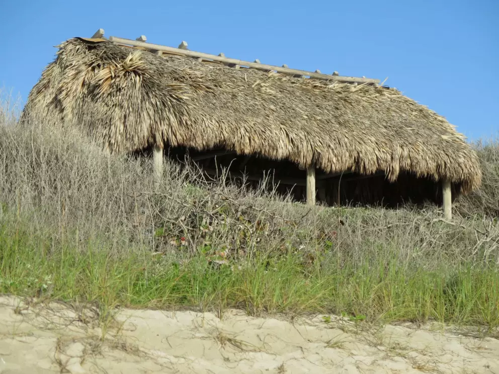 Grass shack as seen from the beach.