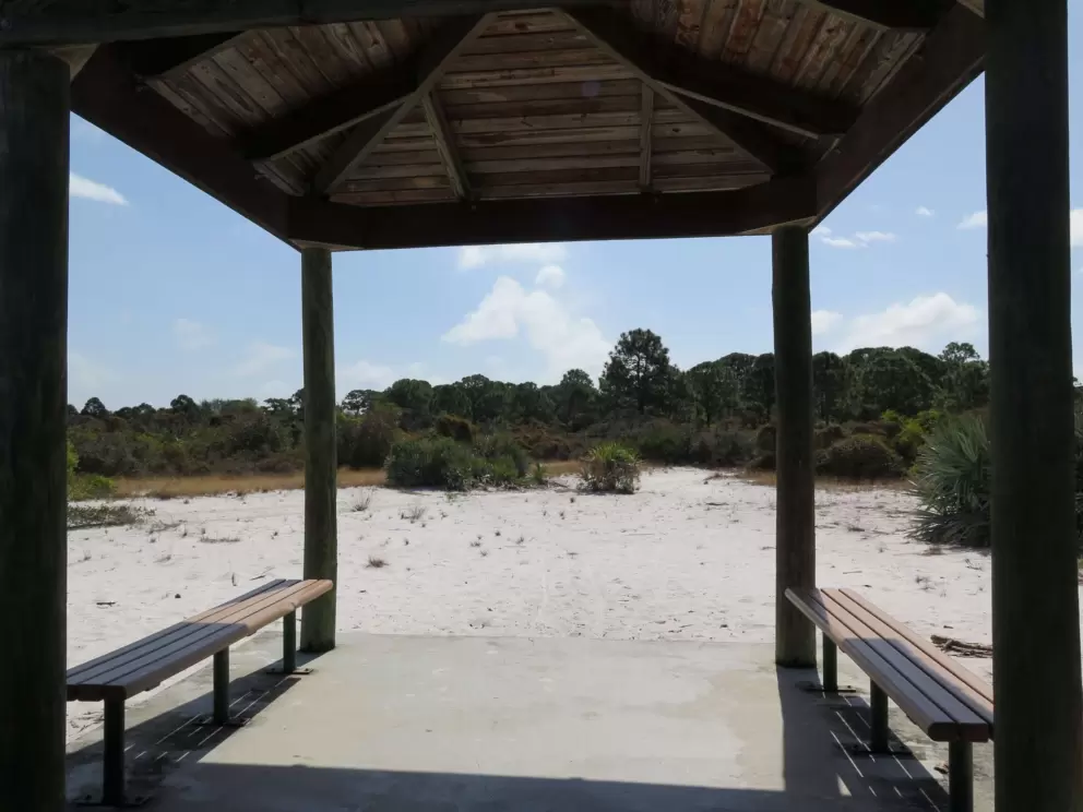 Gazebo along the path.