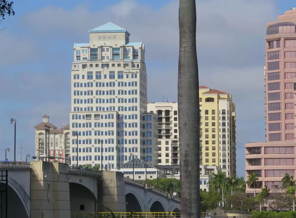 View of the cutest building ever in the West Palm Beach skyline, where the trail ends in the south.