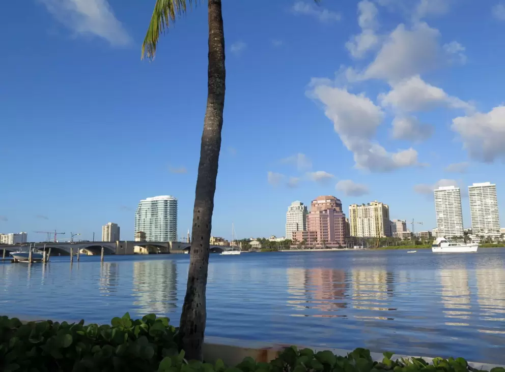 Look across the intracoastal at the highrises of West Palm Beach.
