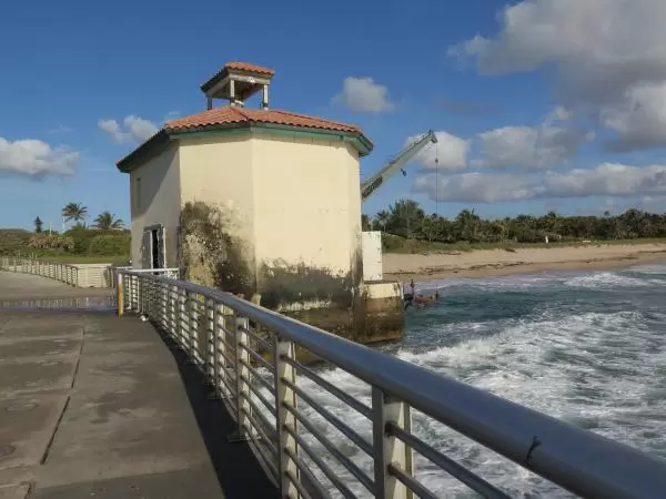 Sand dredging operations on the pier.