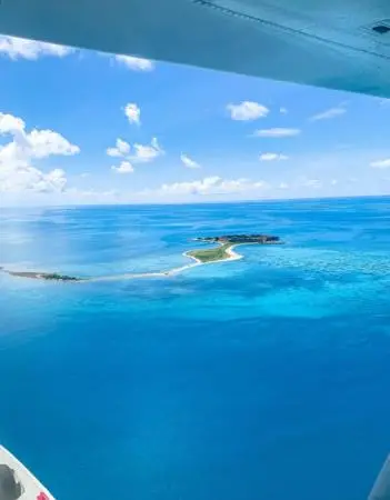 View of the island from the seaplane.