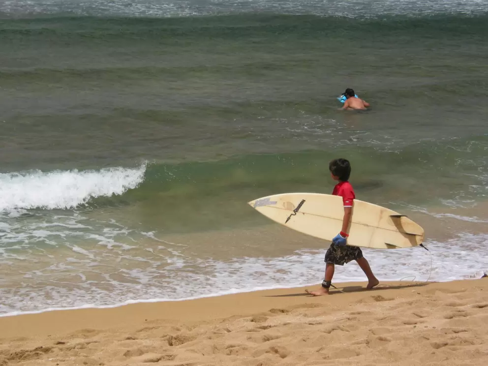A young surfer checks out the scene.