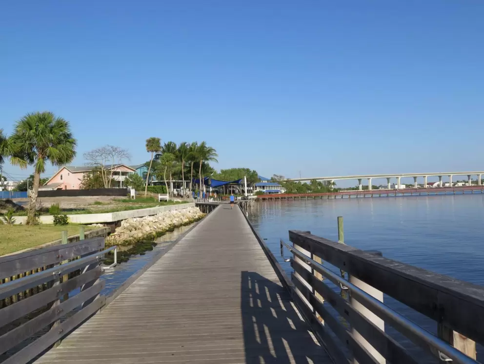 The beginning of the boardwalk, accessed at the end of Colorado Ave.