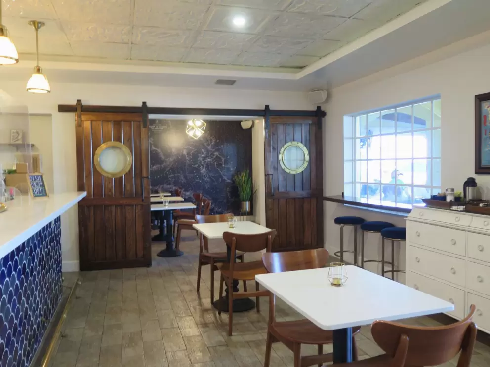 Inside Gilbert's Coffee Bar there is a nautical theme.