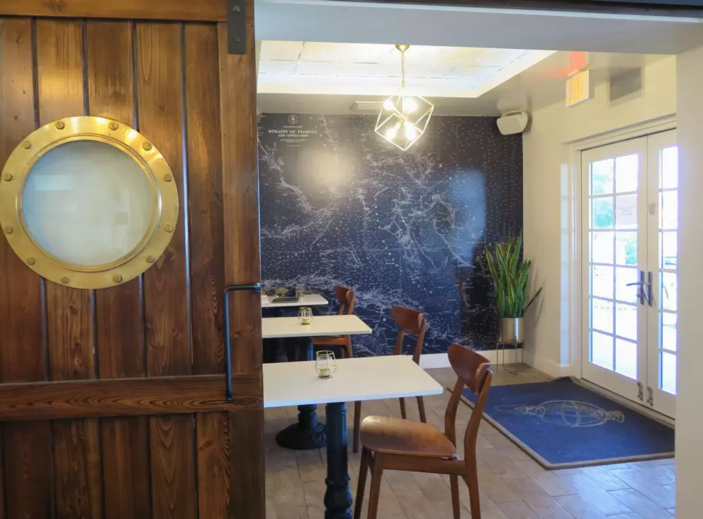 Nautical map in the little side room in Gilbert's Coffee Bar.